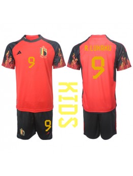 Belgien Romelu Lukaku #9 Replika Hemmakläder Barn VM 2022 Kortärmad (+ byxor)